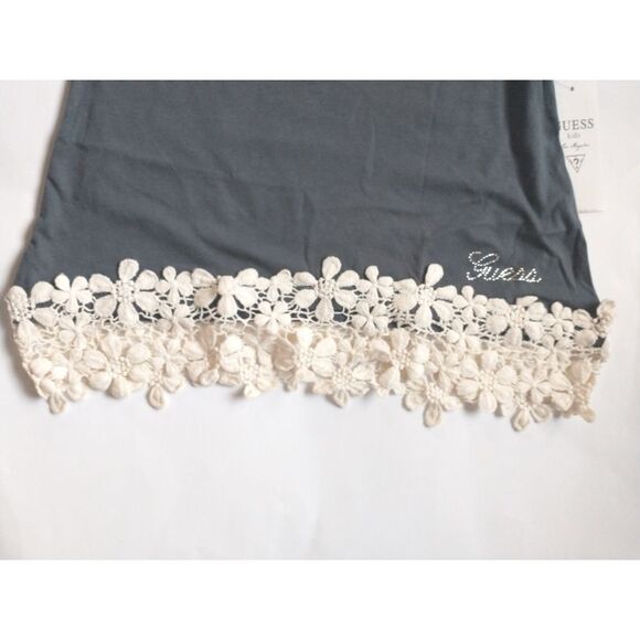 New! GUESS Girls' Floral Crochet Lace-Trim Sleeveless Top Tank Top Size Sm (7/8) - Picture 4 of 4